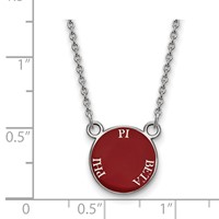 Sterling Silver Rhodium-plated LogoArt Pi Beta Phi Sorority Text Small Color Enamel Pendant Necklace, 18" view 2