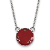 Sterling Silver Rhodium-plated LogoArt Pi Beta Phi Sorority Text Small Color Enamel Pendant Necklace, 18" view 1