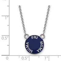 Sterling Silver Rhodium-plated LogoArt Phi Sigma Sigma Sorority Text Small Color Enamel Pendant Necklace, 18" view 2
