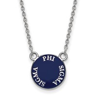 Sterling Silver Rhodium-plated LogoArt Phi Sigma Sigma Sorority Text Small Color Enamel Pendant Necklace, 18" view 1