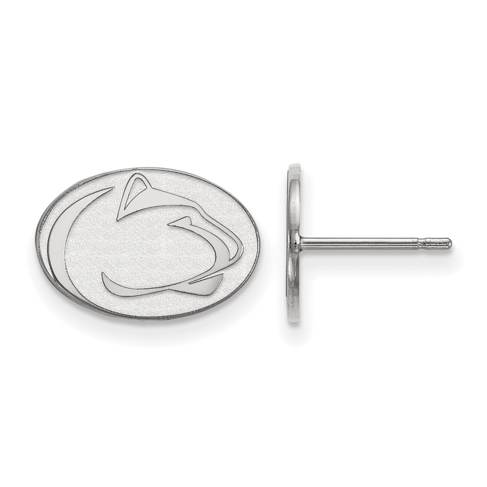 Sterling Silver Rhodium-plated LogoArt Penn State University Lion Extra Small Post Earrings