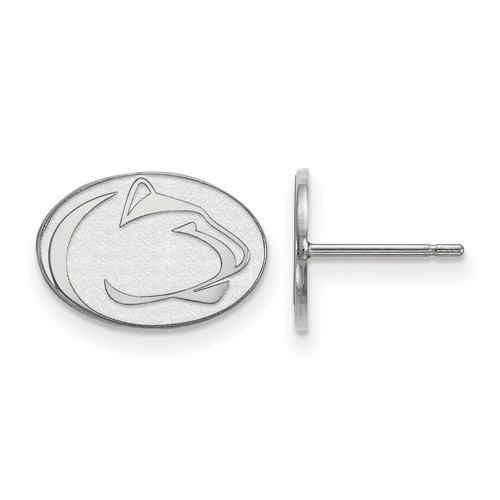 Sterling Silver Rhodium-plated LogoArt Penn State University Lion Extra Small Post Earrings