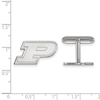 Sterling Silver Rhodium-plated LogoArt Purdue University Letter P Cuff Links view 2