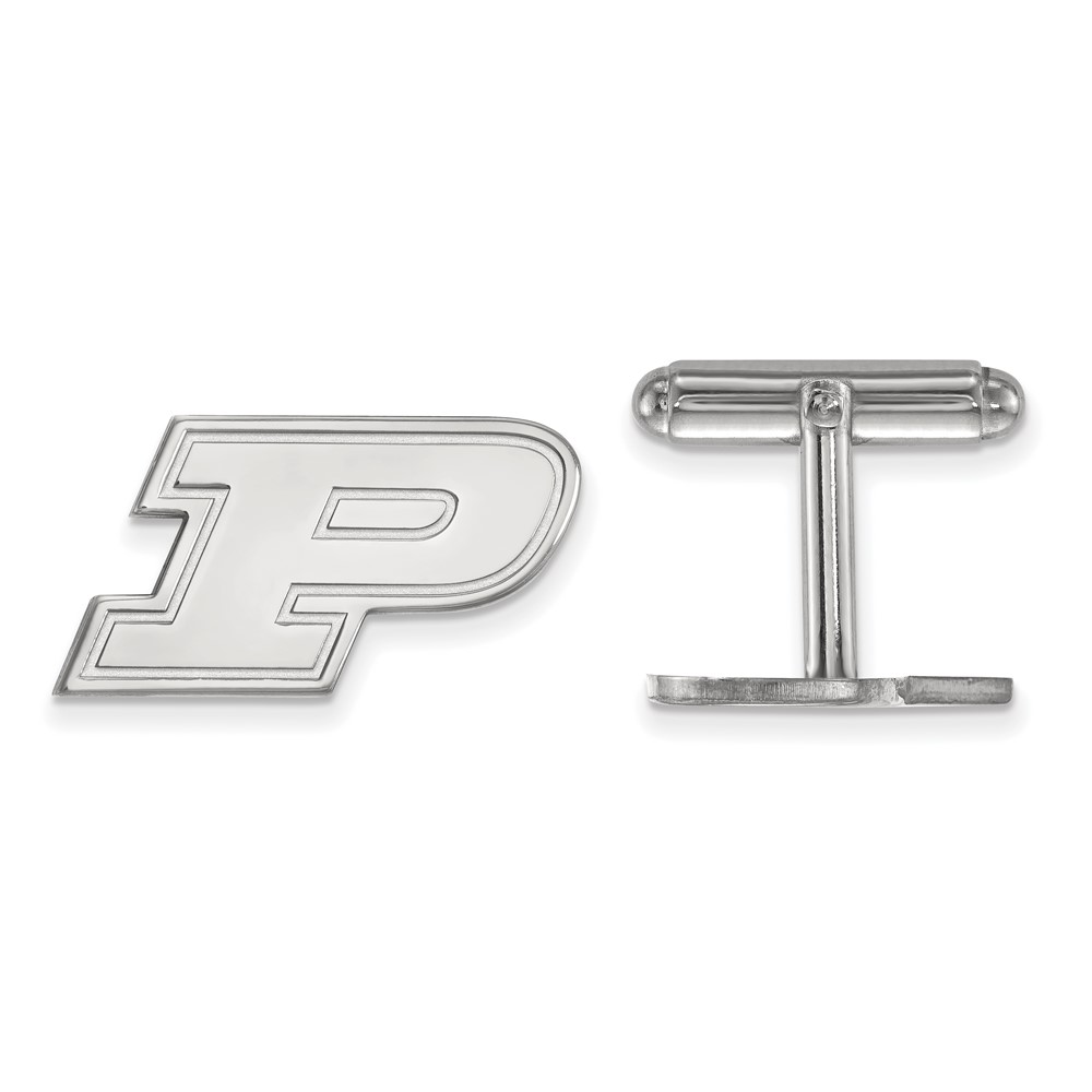 Sterling Silver Rhodium-plated LogoArt Purdue University Letter P Cuff Links