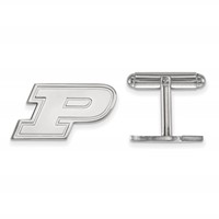Sterling Silver Rhodium-plated LogoArt Purdue University Letter P Cuff Links view 1
