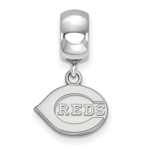 Sterling Silver Rhodium Plated Major League Baseball LogoArt Cincinnati Reds Dangle Bead