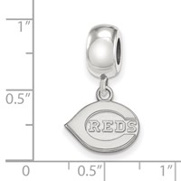 Sterling Silver Rhodium Plated Major League Baseball LogoArt Cincinnati Reds Dangle Bead view 3