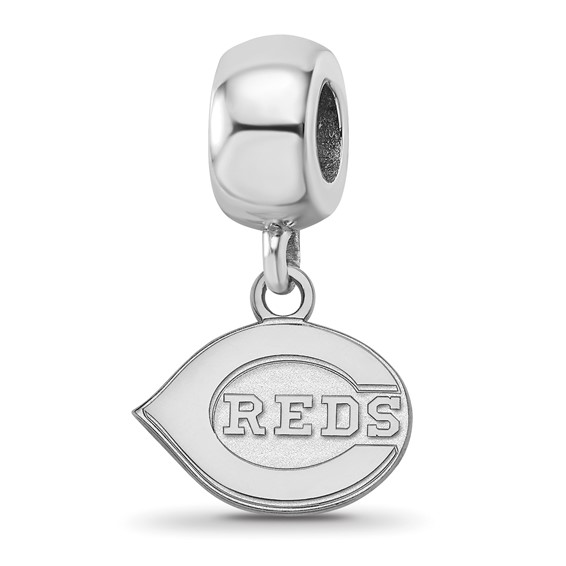 Sterling Silver Rhodium Plated Major League Baseball LogoArt Cincinnati Reds Dangle Bead