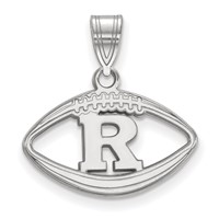 Sterling Silver Rhodium-plated LogoArt Rutgers University Letter R Football Pendant view 1
