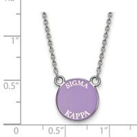 Sterling Silver Rhodium-plated LogoArt Sigma Kappa Sorority Text Small Color Enamel Pendant Necklace, 18" view 2