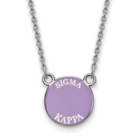 Sterling Silver Rhodium-plated LogoArt Sigma Kappa Sorority Text Small Color Enamel Pendant Necklace, 18" view 1
