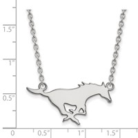 Sterling Silver Rhodium-plated LogoArt Southern Methodist University Mustang Large Pendant Necklace, 18" view 2