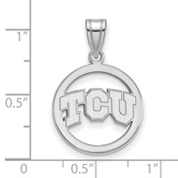 Sterling Silver Rhodium-plated LogoArt Texas Christian University T-c-u Med Circle Pendant view 2