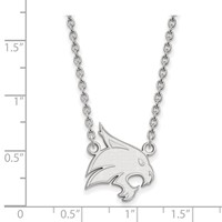 Sterling Silver Rhodium-plated LogoArt Texas State University Bobcat Large Pendant Necklace, 18" view 2