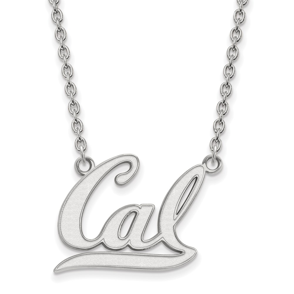 Sterling Silver Rhodium-plated LogoArt University of California Berkeley Large Pendant Necklace, 18"
