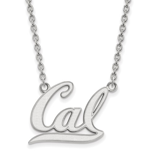 Sterling Silver Rhodium-plated LogoArt University of California Berkeley Large Pendant Necklace, 18"