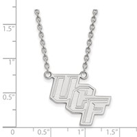 Sterling Silver Rhodium-plated LogoArt University of Central Florida U-c-f Large Pendant Necklace, 18" view 2
