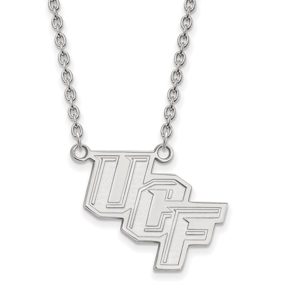Sterling Silver Rhodium-plated LogoArt University of Central Florida U-c-f Large Pendant Necklace, 18"