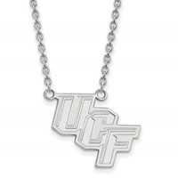 Sterling Silver Rhodium-plated LogoArt University of Central Florida U-c-f Large Pendant Necklace, 18" view 1