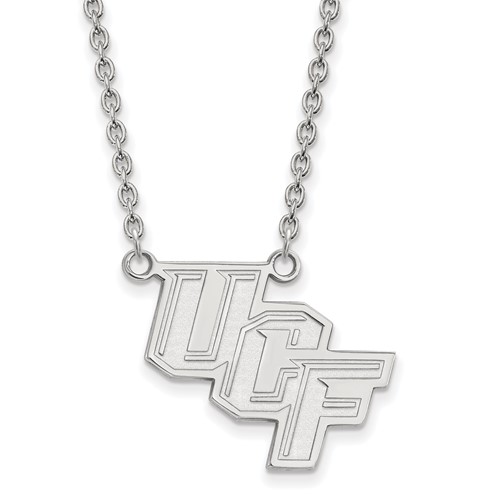 Sterling Silver Rhodium-plated LogoArt University of Central Florida U-c-f Large Pendant Necklace, 18"