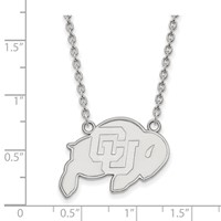 Sterling Silver Rhodium-plated LogoArt University of Colorado Buffalo Large Pendant Necklace, 18" view 2