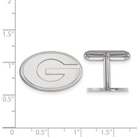 Sterling Silver Rhodium-plated LogoArt University of Georgia Letter G Cuff Links view 2