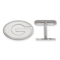 Sterling Silver Rhodium-plated LogoArt University of Georgia Letter G Cuff Links view 1
