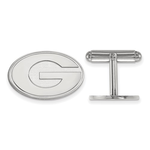 Sterling Silver Rhodium-plated LogoArt University of Georgia Letter G Cuff Links
