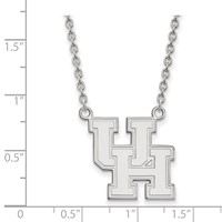 Sterling Silver Rhodium-plated LogoArt University of Houston U-h Large Pendant Necklace, 18" view 2