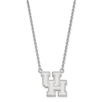 Sterling Silver Rhodium-plated LogoArt University of Houston U-h Large Pendant Necklace, 18" view 1