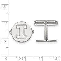 Sterling Silver Rhodium-plated LogoArt University of Illinois Letter I Cuff Links view 2