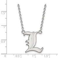 Sterling Silver Rhodium-plated LogoArt University of Louisville Letter L Large Pendant Necklace, 18" view 2