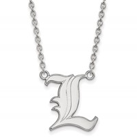 Sterling Silver Rhodium-plated LogoArt University of Louisville Letter L Large Pendant Necklace, 18" view 1