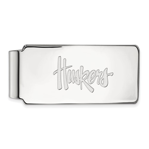 Sterling Silver Rhodium-plated LogoArt University of Nebraska Huskers Money Clip