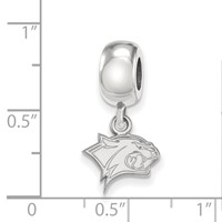 Sterling Silver Rhodium-plated LogoArt University of New Hampshire Wildcat Extra Small Dangle Bead Charm view 3