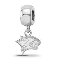 Sterling Silver Rhodium-plated LogoArt University of New Hampshire Wildcat Extra Small Dangle Bead Charm view 1