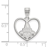Sterling Silver Rhodium-plated LogoArt University of New Orleans U-n-o Heart Pendant view 2