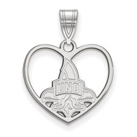 Sterling Silver Rhodium-plated LogoArt University of New Orleans U-n-o Heart Pendant view 1