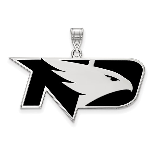 Sterling Silver Rhodium-plated LogoArt University of North Dakota Large Enameled Pendant