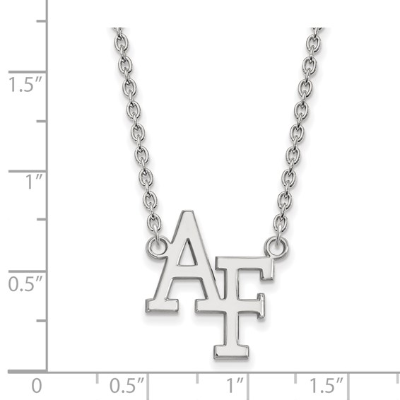 Sterling Silver Rhodium-plated LogoArt United States Air Force Academy A-F Large Pendant 18 inch Necklace