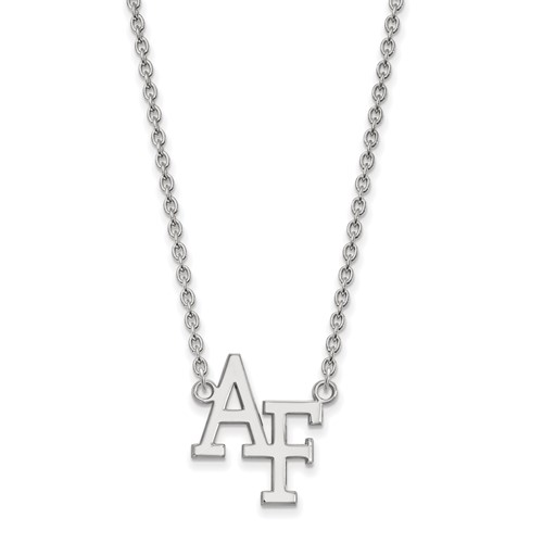 Sterling Silver Rhodium-plated LogoArt United States Air Force Academy A-f Large Pendant Necklace, 18"