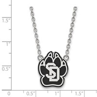 Sterling Silver Rhodium-plated LogoArt University of South Dakota Large Enameled Pendant Necklace, 18" view 2