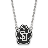 Sterling Silver Rhodium-plated LogoArt University of South Dakota Large Enameled Pendant Necklace, 18" view 1