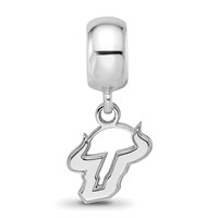 Sterling Silver Rhodium-plated LogoArt University of South Florida Bull Extra Small Dangle Bead Charm view 3
