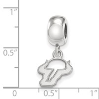 Sterling Silver Rhodium-plated LogoArt University of South Florida Bull Extra Small Dangle Bead Charm view 4