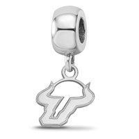Sterling Silver Rhodium-plated LogoArt University of South Florida Bull Extra Small Dangle Bead Charm view 1