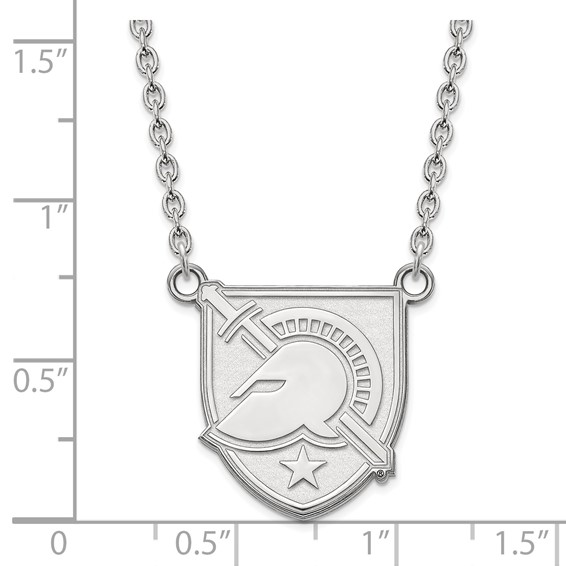14k White Gold LogoArt U.S. Military Academy Letter A Large Pendant 18 inch Necklace