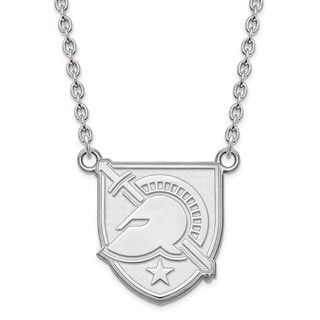 10k White Gold LogoArt U.S. Military Academy Letter A Large Pendant 18 inch Necklace