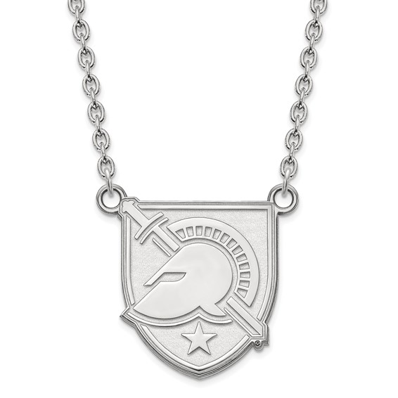 14k White Gold LogoArt U.S. Military Academy Letter A Large Pendant 18 inch Necklace