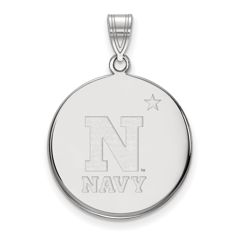 Sterling Silver Rhodium-plated LogoArt US Naval Academy Large Disc Pendant